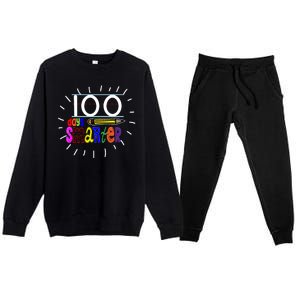 100 Days Smarter Cute 100th Day Of School Premium Crewneck Sweatsuit Set