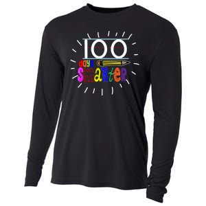 100 Days Smarter Cute 100th Day Of School Cooling Performance Long Sleeve Crew