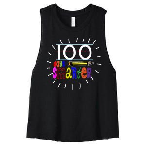 100 Days Smarter Cute 100th Day Of School Women's Racerback Cropped Tank