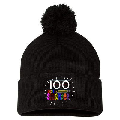 100 Days Smarter Cute 100th Day Of School Pom Pom 12in Knit Beanie