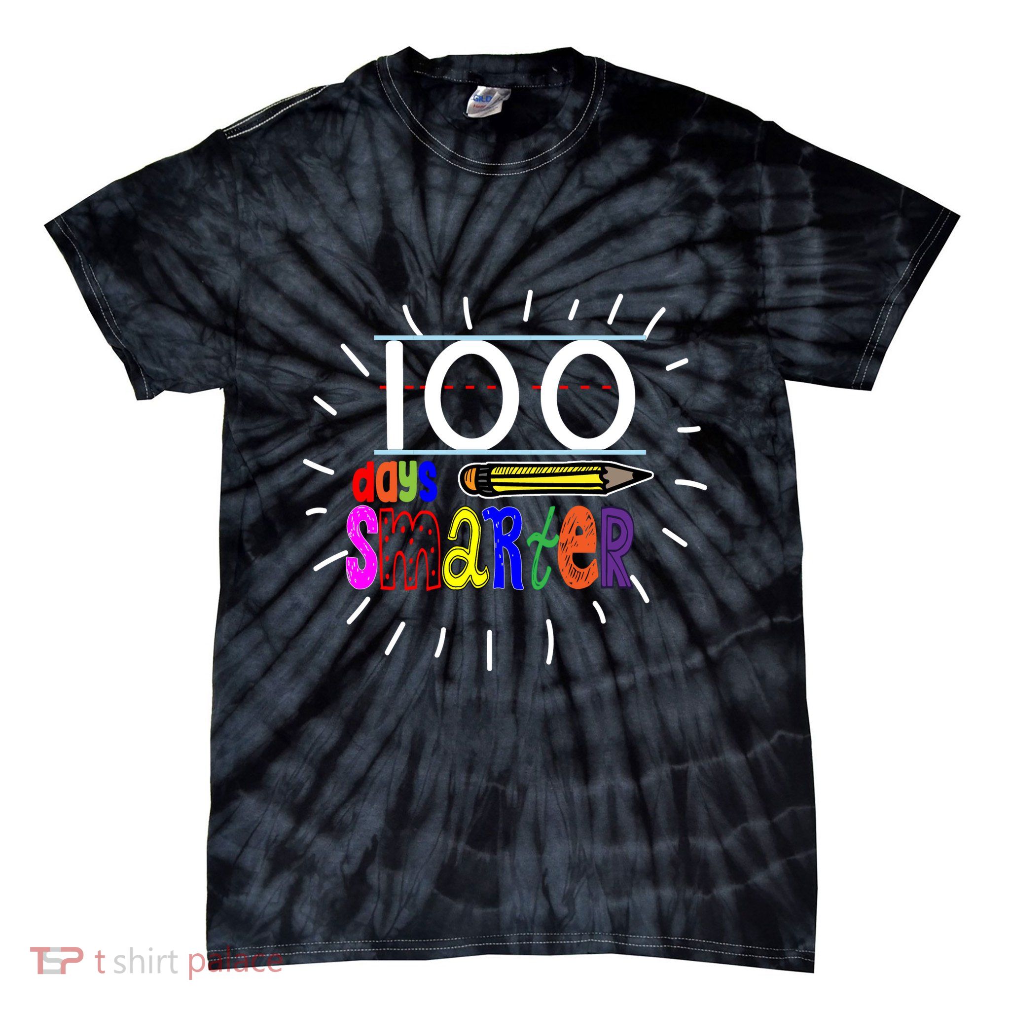 100 Days Smarter Cute 100th Day Of School Tie-Dye T-Shirt