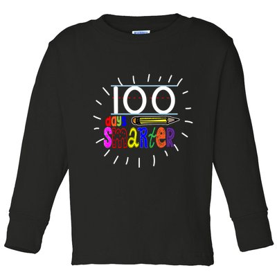 100 Days Smarter Cute 100th Day Of School Toddler Long Sleeve Shirt