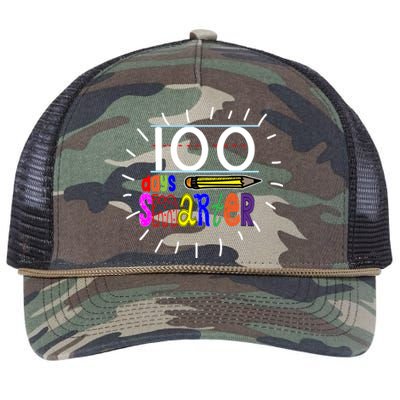 100 Days Smarter Cute 100th Day Of School Retro Rope Trucker Hat Cap