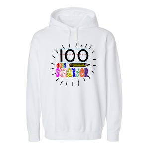 100 Days Smarter Cute 100th Day Of School Garment-Dyed Fleece Hoodie