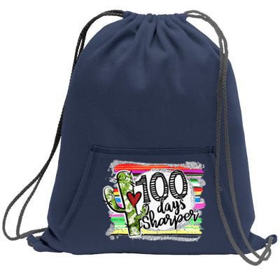 100 Days Sharper Cactus Teacher Happy 100th Day Of School Sweatshirt Cinch Pack Bag