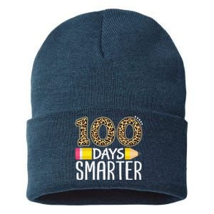 100 Days Smarter Teacher Or Student 100th Day Of School Sustainable Knit Beanie