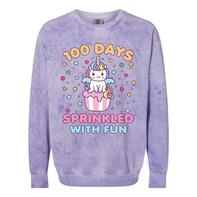 100 Days Sprinkled With Fun Cute Unicorn 100th Day Of School Gift Colorblast Crewneck Sweatshirt