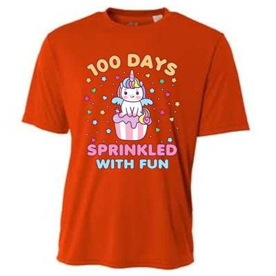 100 Days Sprinkled With Fun Cute Unicorn 100th Day Of School Gift Cooling Performance Crew T-Shirt