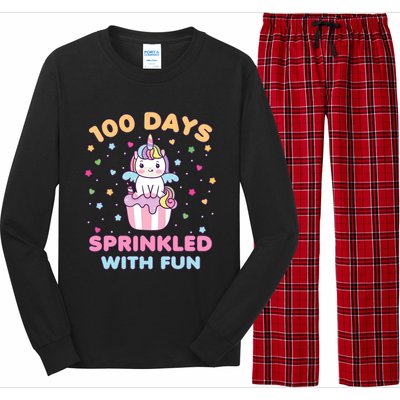 100 Days Sprinkled With Fun Cute Unicorn 100th Day Of School Gift Long Sleeve Pajama Set