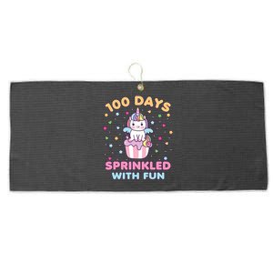 100 Days Sprinkled With Fun Cute Unicorn 100th Day Of School Gift Large Microfiber Waffle Golf Towel