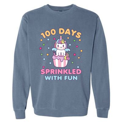 100 Days Sprinkled With Fun Cute Unicorn 100th Day Of School Gift Garment-Dyed Sweatshirt