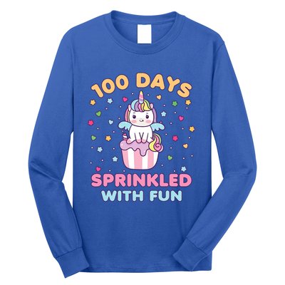 100 Days Sprinkled With Fun Cute Unicorn 100th Day Of School Gift Long Sleeve Shirt