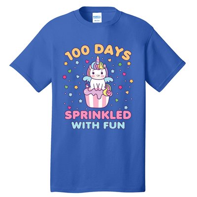 100 Days Sprinkled With Fun Cute Unicorn 100th Day Of School Gift Tall T-Shirt