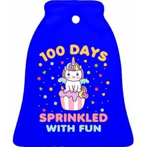 100 Days Sprinkled With Fun Cute Unicorn 100th Day Of School Gift Ceramic Bell Ornament