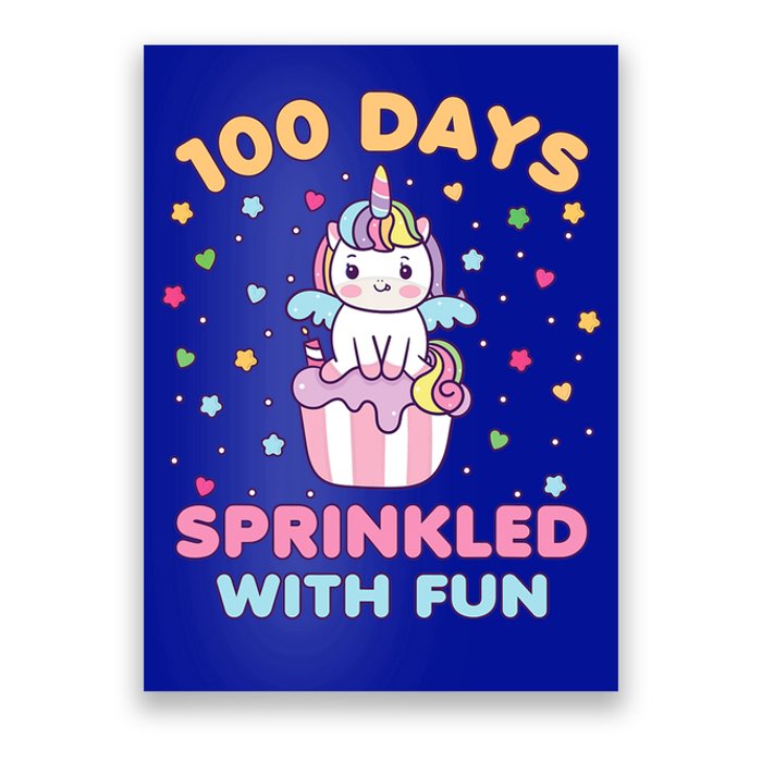 100 Days Sprinkled With Fun Cute Unicorn 100th Day Of School Gift Poster