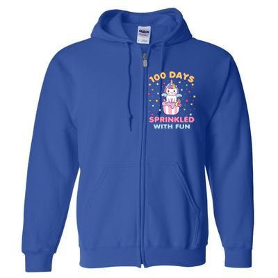 100 Days Sprinkled With Fun Cute Unicorn 100th Day Of School Gift Full Zip Hoodie