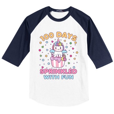 100 Days Sprinkled With Fun Cute Unicorn 100th Day Of School Gift Baseball Sleeve Shirt