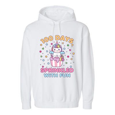 100 Days Sprinkled With Fun Cute Unicorn 100th Day Of School Gift Garment-Dyed Fleece Hoodie