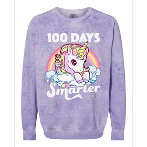 100 Days Smarter Unicorn Teacher 100th Day Of School Colorblast Crewneck Sweatshirt