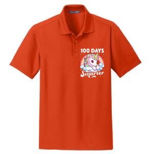 100 Days Smarter Unicorn Teacher 100th Day Of School Dry Zone Grid Polo