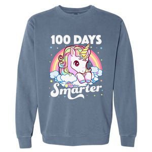 100 Days Smarter Unicorn Teacher 100th Day Of School Garment-Dyed Sweatshirt