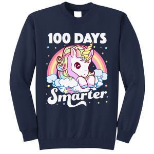 100 Days Smarter Unicorn Teacher 100th Day Of School Tall Sweatshirt