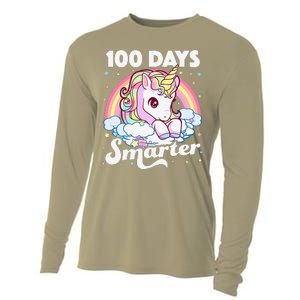 100 Days Smarter Unicorn Teacher 100th Day Of School Cooling Performance Long Sleeve Crew