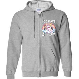 100 Days Smarter Unicorn Teacher 100th Day Of School Full Zip Hoodie