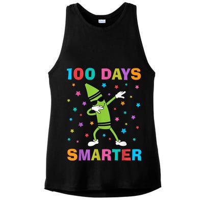 100 Days Smarter 100th Day of School Dabbing Crayon Ladies PosiCharge Tri-Blend Wicking Tank