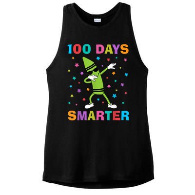 100 Days Smarter 100th Day of School Dabbing Crayon Ladies PosiCharge Tri-Blend Wicking Tank