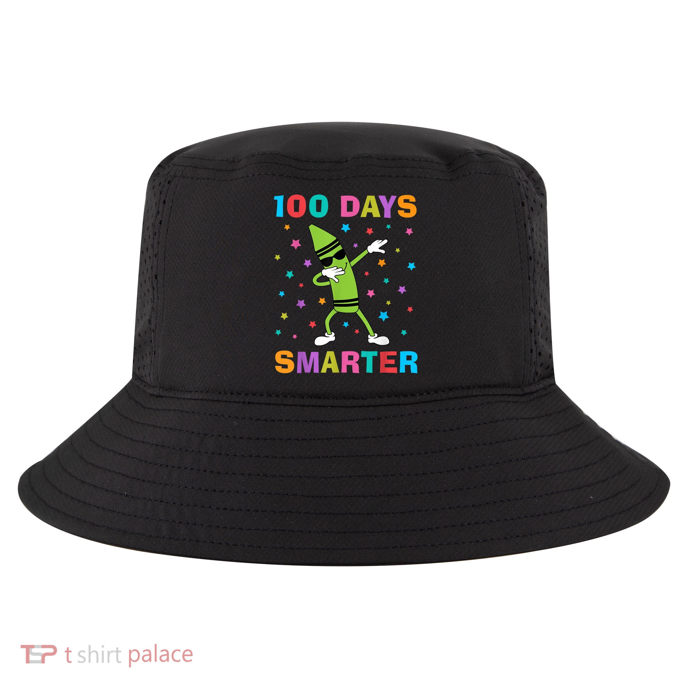 100 Days Smarter 100th Day of School Dabbing Crayon Cool Comfort Performance Bucket Hat