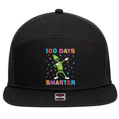 100 Days Smarter 100th Day of School Dabbing Crayon 7 Panel Mesh Trucker Snapback Hat