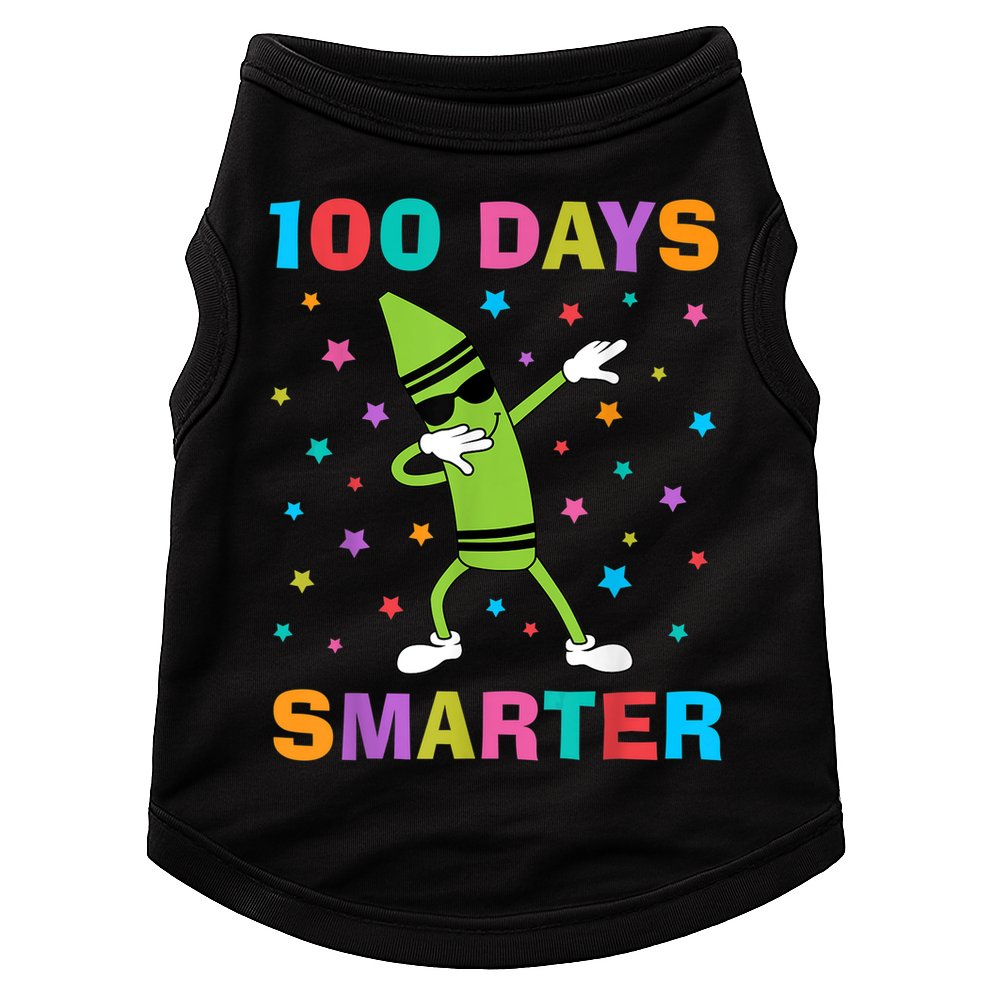 100 Days Smarter 100th Day of School Dabbing Crayon Doggie Tank