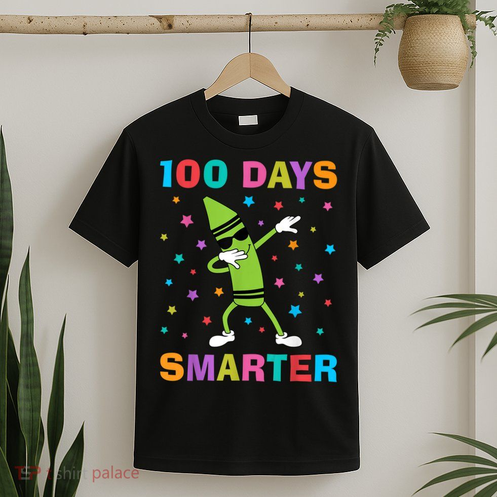100 Days Smarter 100th Day of School Dabbing Crayon T-Shirt