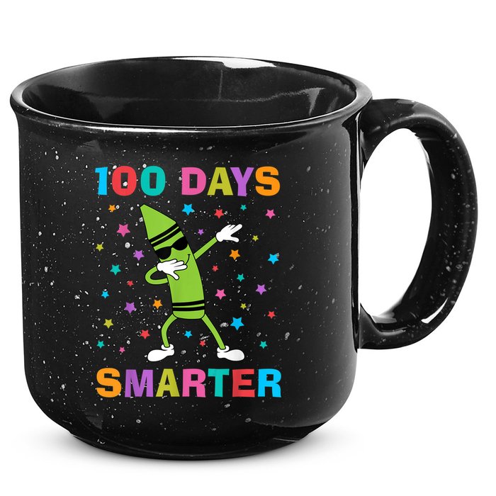 100 Days Smarter 100th Day of School Dabbing Crayon 15oz Campfire Ceramic Mug