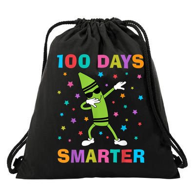 100 Days Smarter 100th Day of School Dabbing Crayon Drawstring Bag