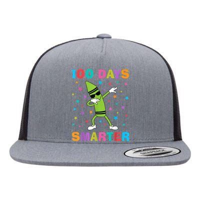 100 Days Smarter 100th Day of School Dabbing Crayon Flat Bill Trucker Hat