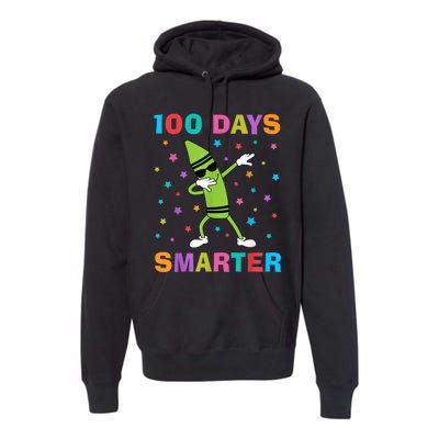 100 Days Smarter 100th Day of School Dabbing Crayon Premium Hoodie