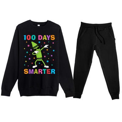 100 Days Smarter 100th Day of School Dabbing Crayon Premium Crewneck Sweatsuit Set