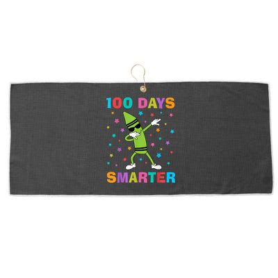 100 Days Smarter 100th Day of School Dabbing Crayon Large Microfiber Waffle Golf Towel
