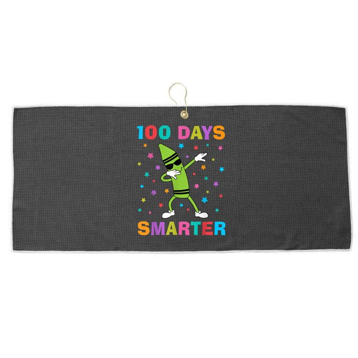 100 Days Smarter 100th Day of School Dabbing Crayon Large Microfiber Waffle Golf Towel