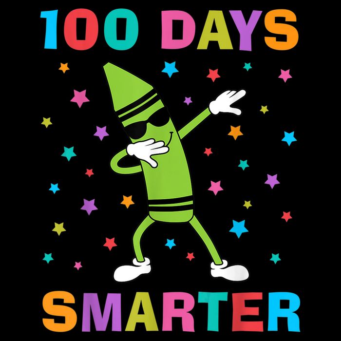 100 Days Smarter 100th Day of School Dabbing Crayon Youth Performance Sprint T-Shirt
