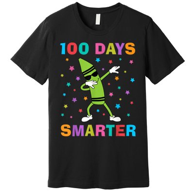 100 Days Smarter 100th Day of School Dabbing Crayon Premium T-Shirt