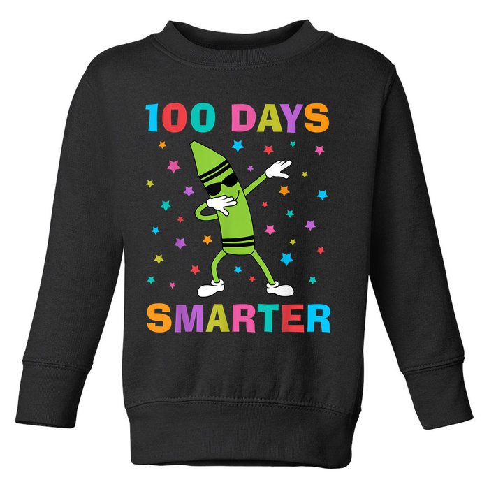 100 Days Smarter 100th Day of School Dabbing Crayon Toddler Sweatshirt
