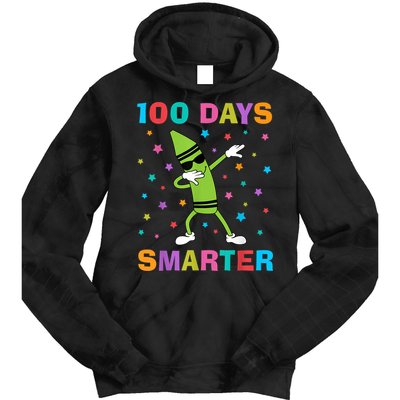 100 Days Smarter 100th Day of School Dabbing Crayon Tie Dye Hoodie