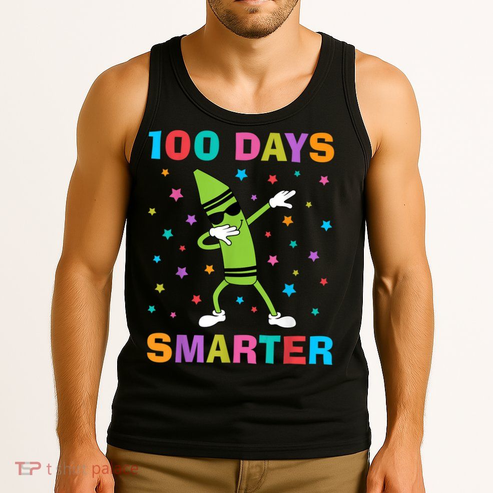 100 Days Smarter 100th Day of School Dabbing Crayon Tank Top