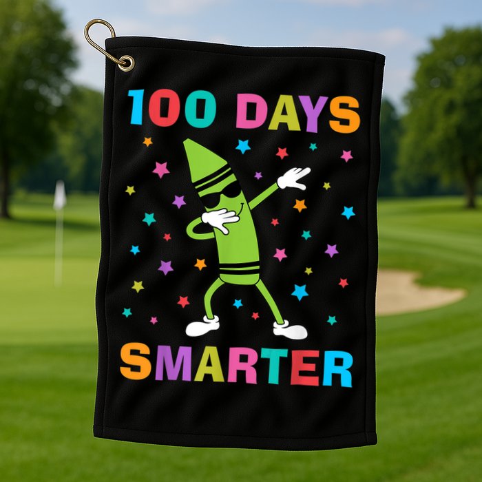 100 Days Smarter 100th Day of School Dabbing Crayon Golf Towel