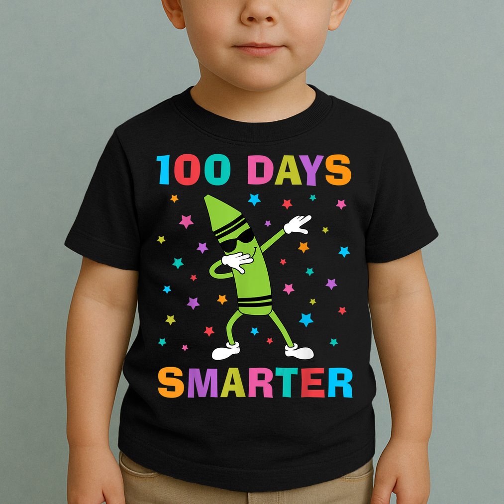 100 Days Smarter 100th Day of School Dabbing Crayon Toddler T-Shirt