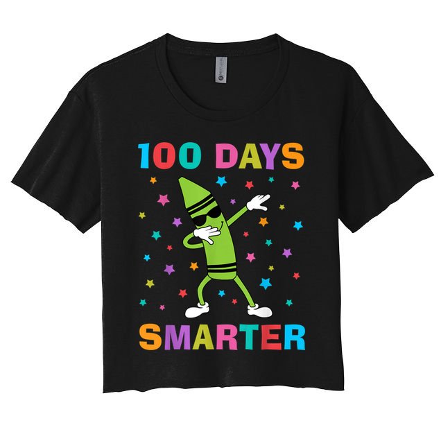 100 Days Smarter 100th Day of School Dabbing Crayon Crop Top