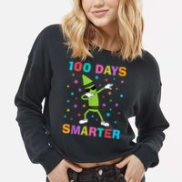 100 Days Smarter 100th Day of School Dabbing Crayon Cropped Pullover Crew